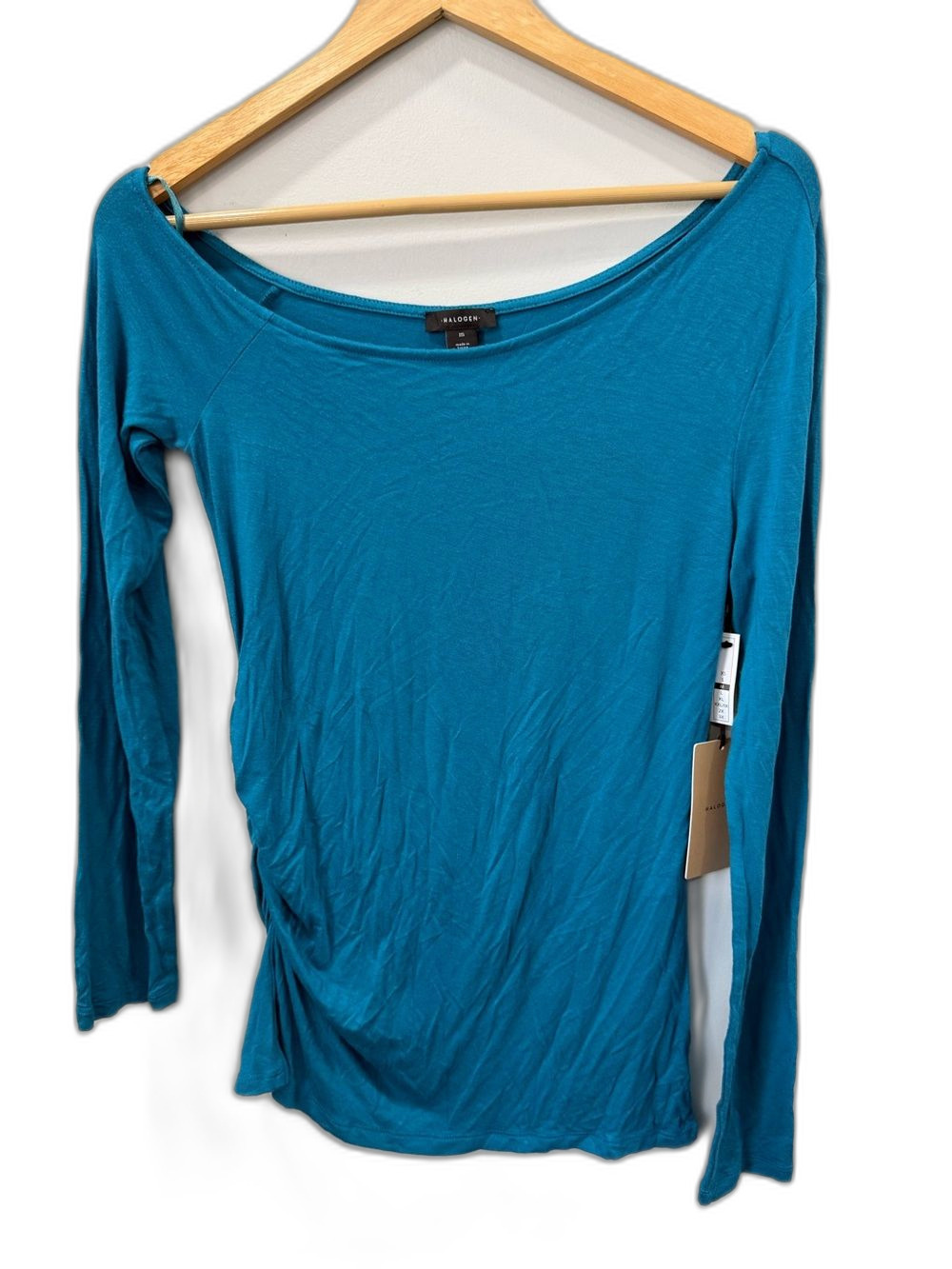 Halogen Teal Long-Sleeve Scoop Neck Top Women’s Small NWT !